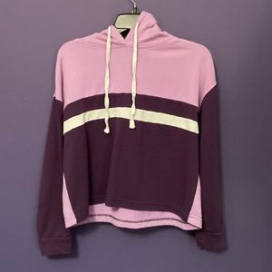 Pull over purple and pink shirt, long sleeve, keeps you warm